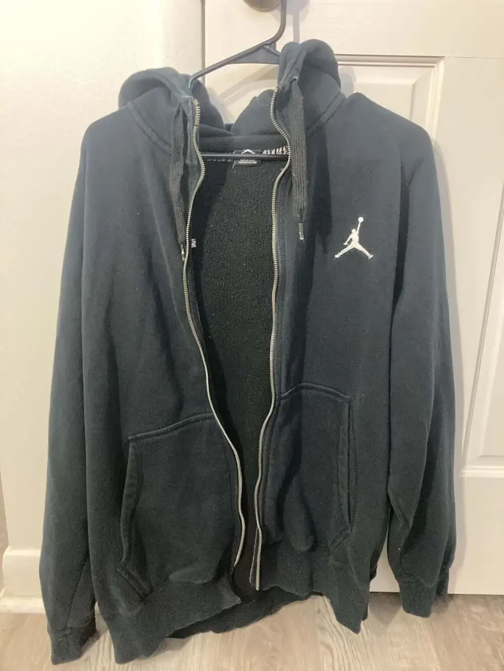 Jordan Full Zip Hoodie Size XL Black White Jumpman Logo
